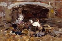 Boudin, Eugene - Laundresses near a Bridge